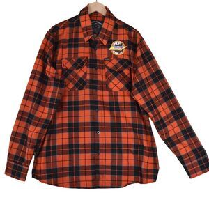 Dixxon WorkForce Flannel XL Orange Black Plaid Parts Unlimited Patch Huntsville